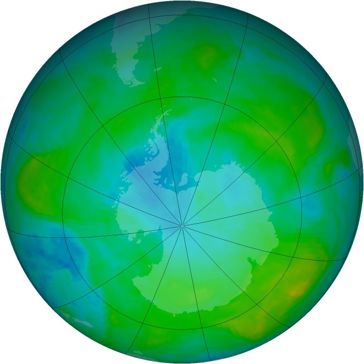 Antarctic ozone map for 01 February 1989